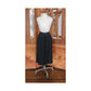 Vintage 1980s VALENTINO Pencil Skirt Black Wool Button Down Midi Medium