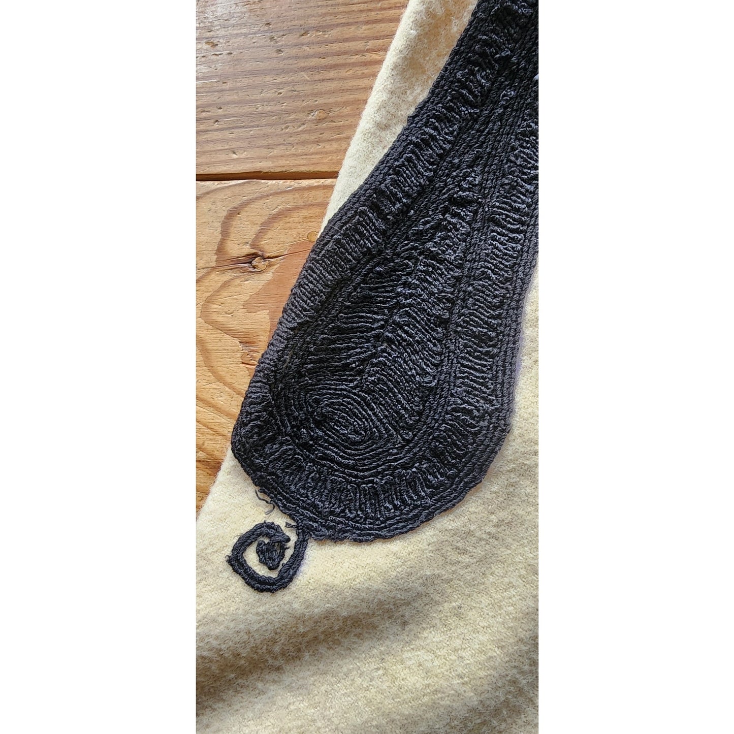 Antique Bulgarian Folk Costume Ethnic Mens Pants Embroidered Cream Wool + Red Scarf