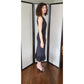 Vintage 30s Style Evening Dress Black Silk Chiffon Rhinestones Malandrino