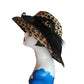 Vintage Y2K Carluci Millinery Animal Print Hat Wide Brimmed w/Bow & Feathers