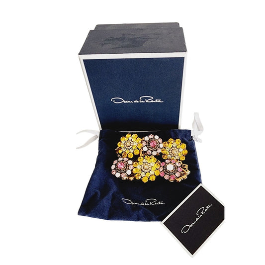 Vintage Oscar de la Renta Bracelet Multicolored Crystal Flowers