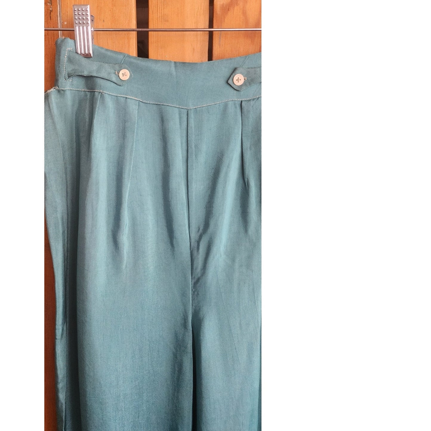 Vintage 30s Pants Top Set Play Suit Playwear Blue Silk, Silver Embroidery