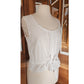 Vintage 1980s Laura Ashley Sleeveless Top White Cotton Eyelet Blouse Micro Polka Dot
