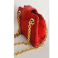 Vintage 90s Judith Leiber Bag Red Lizard Leather Gold Minaudiere