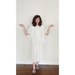 Vintage 1970s Amerikan Climax Caftan Dress White Cream Cotton Angel Sleees Gauzy
