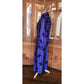 Vintage 80s Blue Geometric Print Silk Dress Button Down Shirt Dress Albert Nipon
