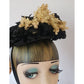 Antique Victorian Hat Black Satin w/Cream Silk Flowers