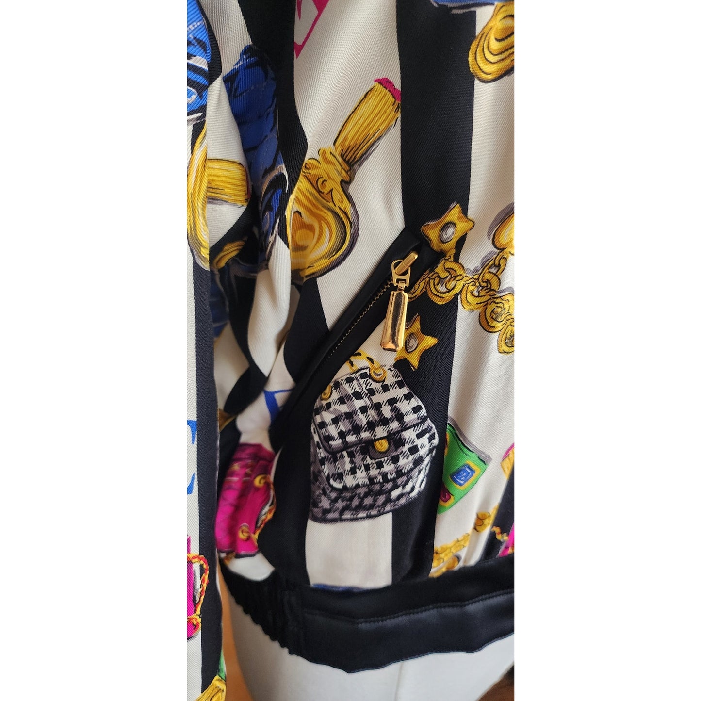 Vintage 90s Escada Bomber Jacket Silk Scarf Print Shoes Purses