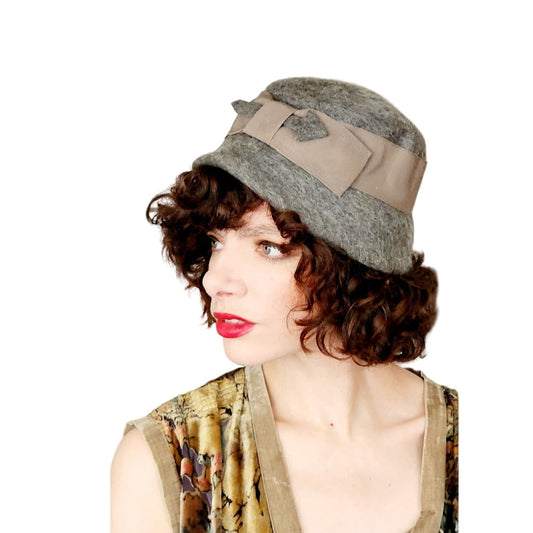 Vintage 60s Gray Hat Flapper Style Cloche