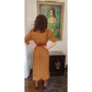 Vintage 80s Brown Dress Fringed Cowl Collar Mad Max Distopia Positive Attitude