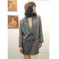Vintage 1980s Long Blazer Lilli Ann Houndstooth Wool Jacket Gray Black