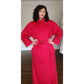 Vintage 1980s Red Wool Coat Long w/Belt Ramosport Paris