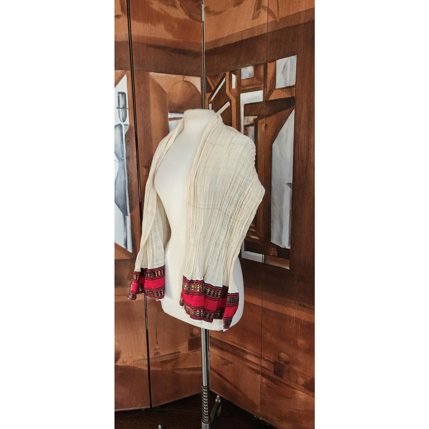 Vintage Handmade Ethiopian Eritrean Habesha Dress + Scarf Traditional Folk Ethnic Costume