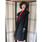 Vintage 50s Swing Coat Black Wool Polkadot Print