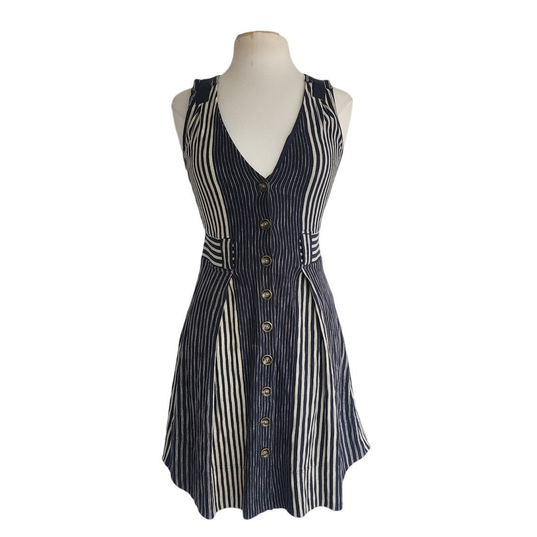 Marc by Marc Jacobs Striped Sleeveless Dress Navy Blue