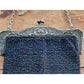Edwardian Beaded Evening Bag Navy Blue Glass Microbeading