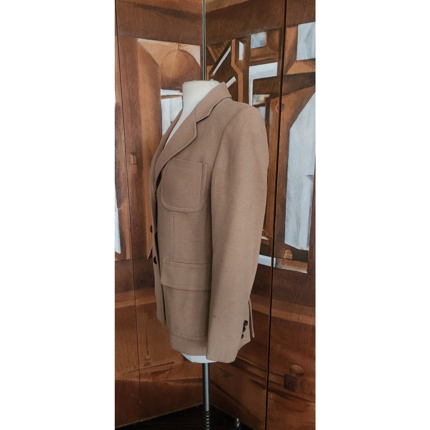 Vintage 1990s Lauren Ralph Lauren Camel Wool Blazer Beige Riding Jacket Saipan 8P