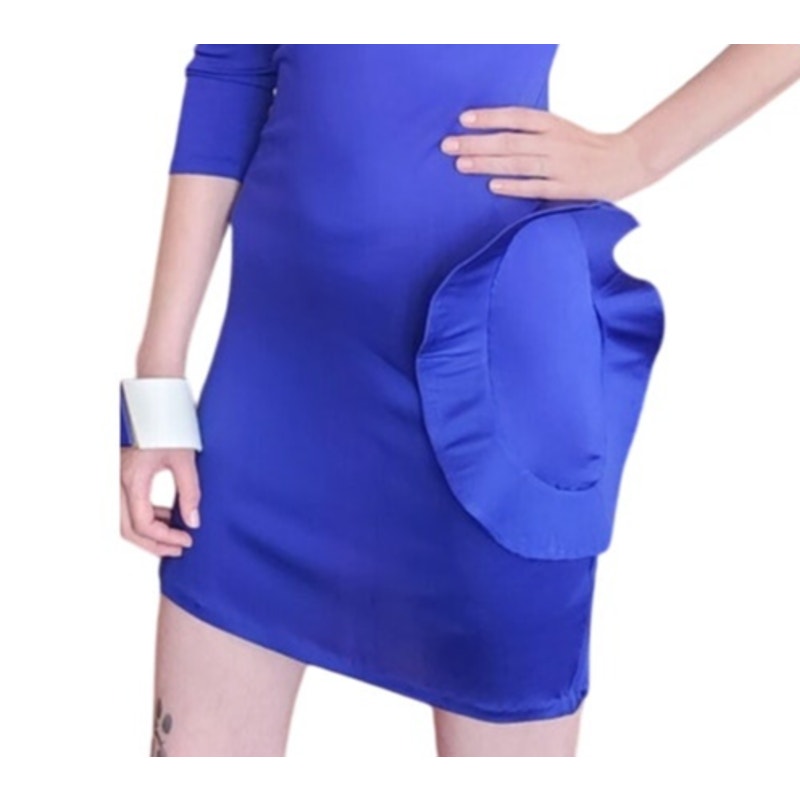 2010 Alexander McQueen Dress Electric Blue Bodycon Sculpted Ruffles Mi – RareJule Vintage