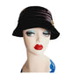 Vintage 1960s Black Hat in 20s Cloche Style Velvet Rhinestone by Joal