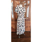 Vintage 1980s Krizia Dress Silk Puff Sleeve Open Back Geometric Abstract Midi
