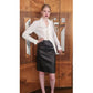 Vintage 80s Hugo Buscati Black Leather Pencil Skirt High Waisted Small