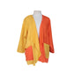 VTG 90s Duster Jacket Silk Yellow Orange Colorblock Blazer Victoria March Chicago
