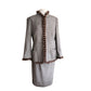 Vintage ESCADA Dress + Jacket Suit Set Alpaca Blend Wool Tweed Striped Mink Fur Trim / L