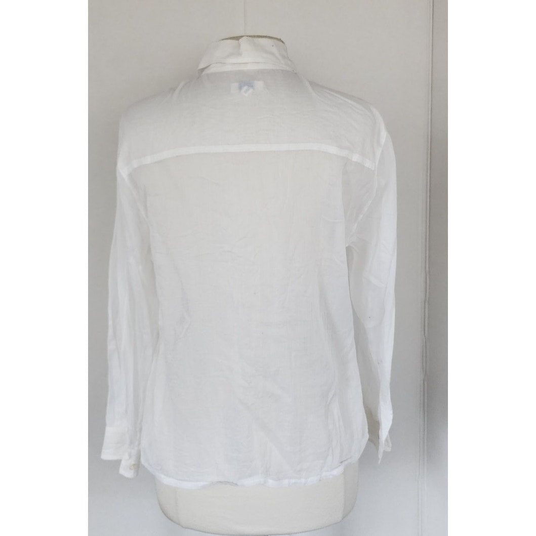 Vintage 90s Escada Sport Shirt White Diagonal Stripe Blouse / M