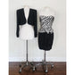 Vintage 1980s AJ Bari Strapless Dress + Bolero Jacket Suit Set Zebra Print Black White Silk / M