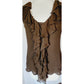Vintage Y2K Oscar de la Renta Blouse Chiffon Silk Brown Top Ruffles NWT