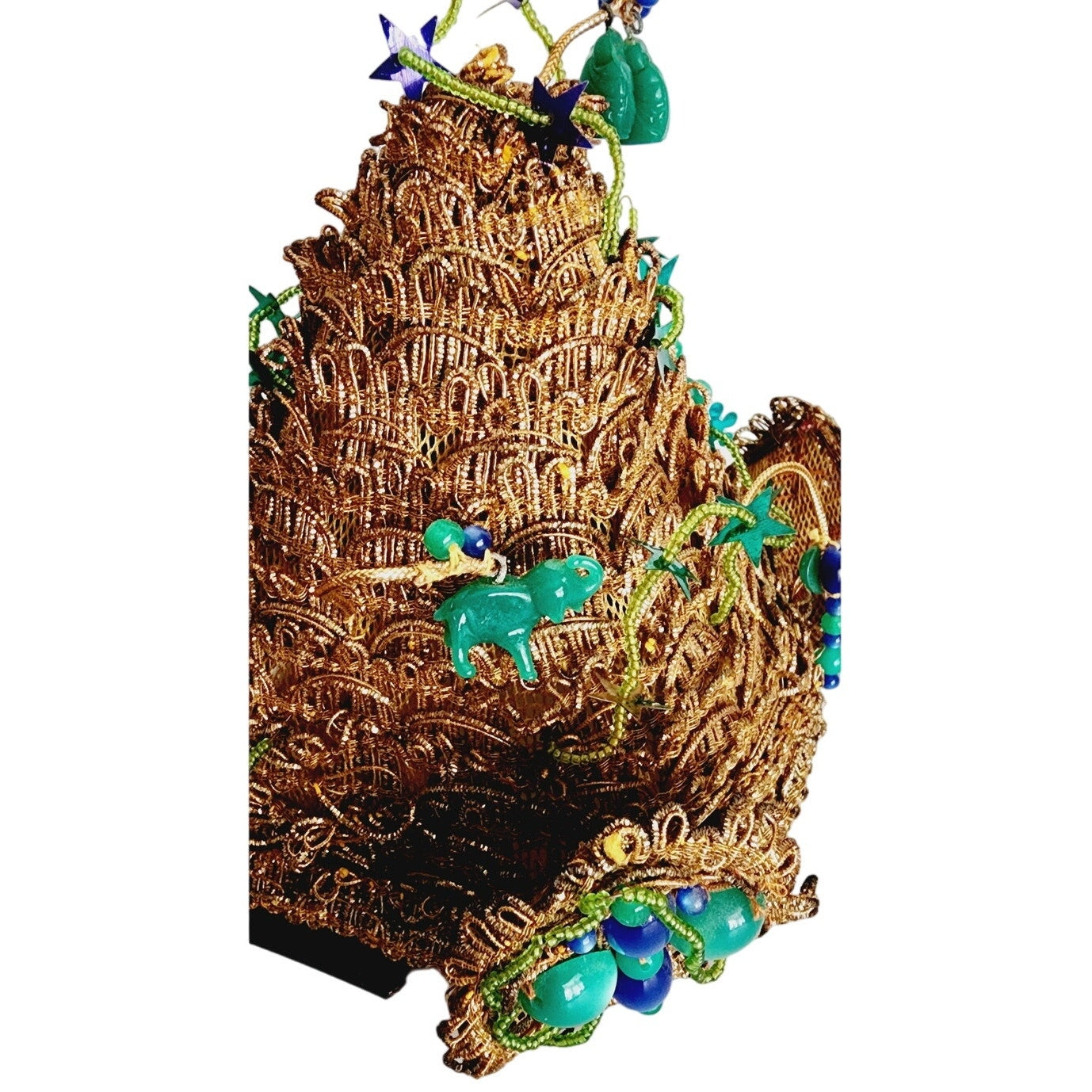 Vintage 50s Bes-Ben Hat Golden Pagoda Beaded Cone Style