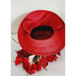 Vintage 40s Hat Red Straw & Flowers Myn-Rose Millinery