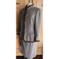 Vintage ESCADA Dress + Jacket Suit Set Alpaca Blend Wool Tweed Striped Mink Fur Trim / L