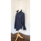 J CREW Navy Blue Cotton Shirt w/Feather Sleeve Cuffs Cotton Poplin Womens Large
