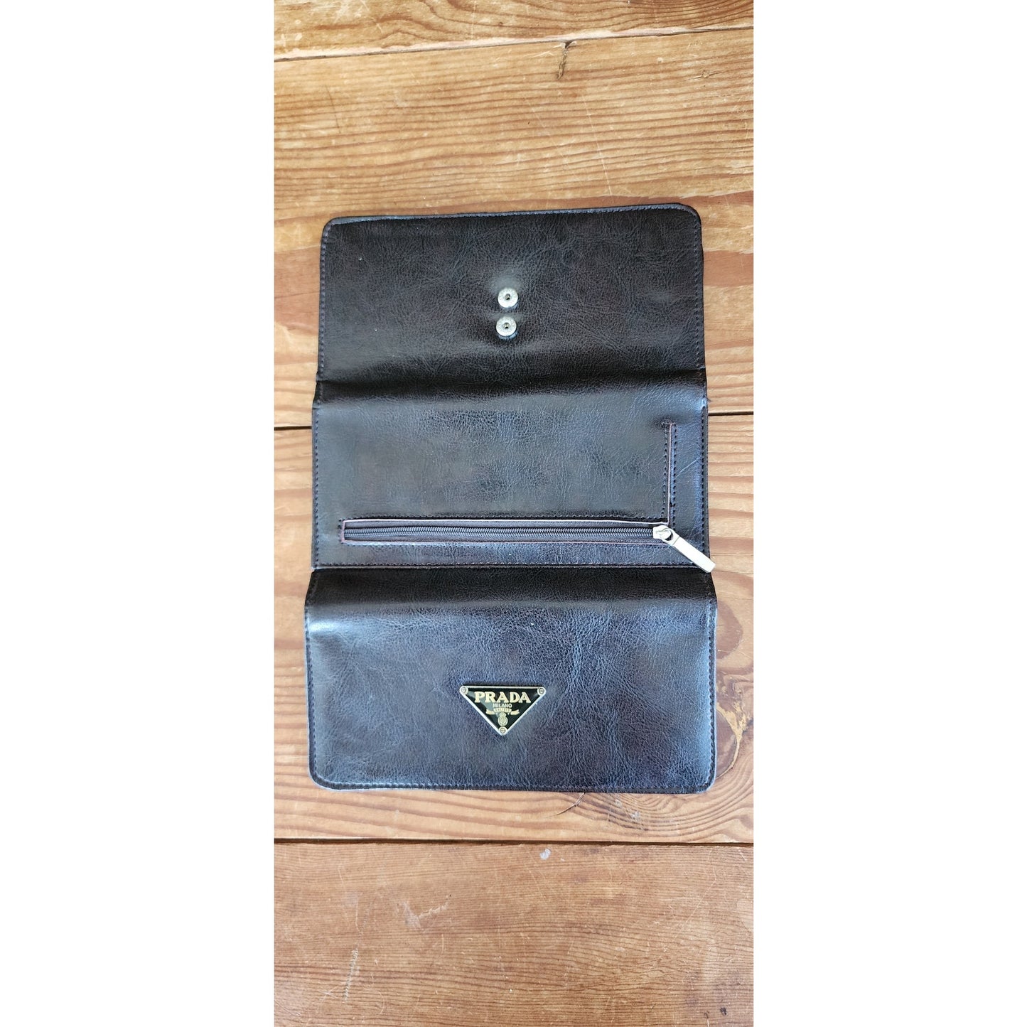 Vintage 90s Prada Clutch Wallet Leather Trifold Pocketbook