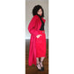 Vintage 1980s Red Wool Coat Long w/Belt Ramosport Paris