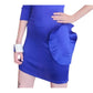 2010 Bodycon Dress Electric Blue Alexander McQueen Sculptural Ruffles Small