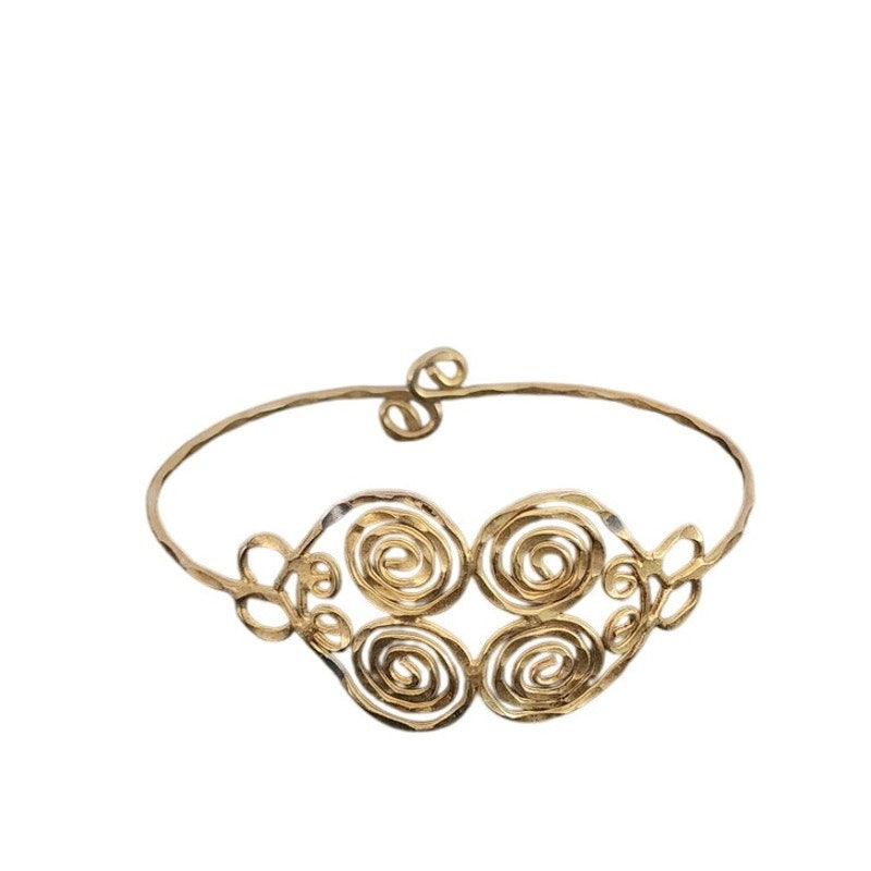 Vintage 1970s Gold Torque Choker Spiral Necklace