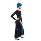 Vintage 80s Evening Dress Black w/Turquoise Knit Open Back Fishtail Skirt Victoria March Chicago