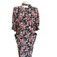 Vintage 80s UNGARO Silk Floral Print Dress Necktie Sash Button Down Front