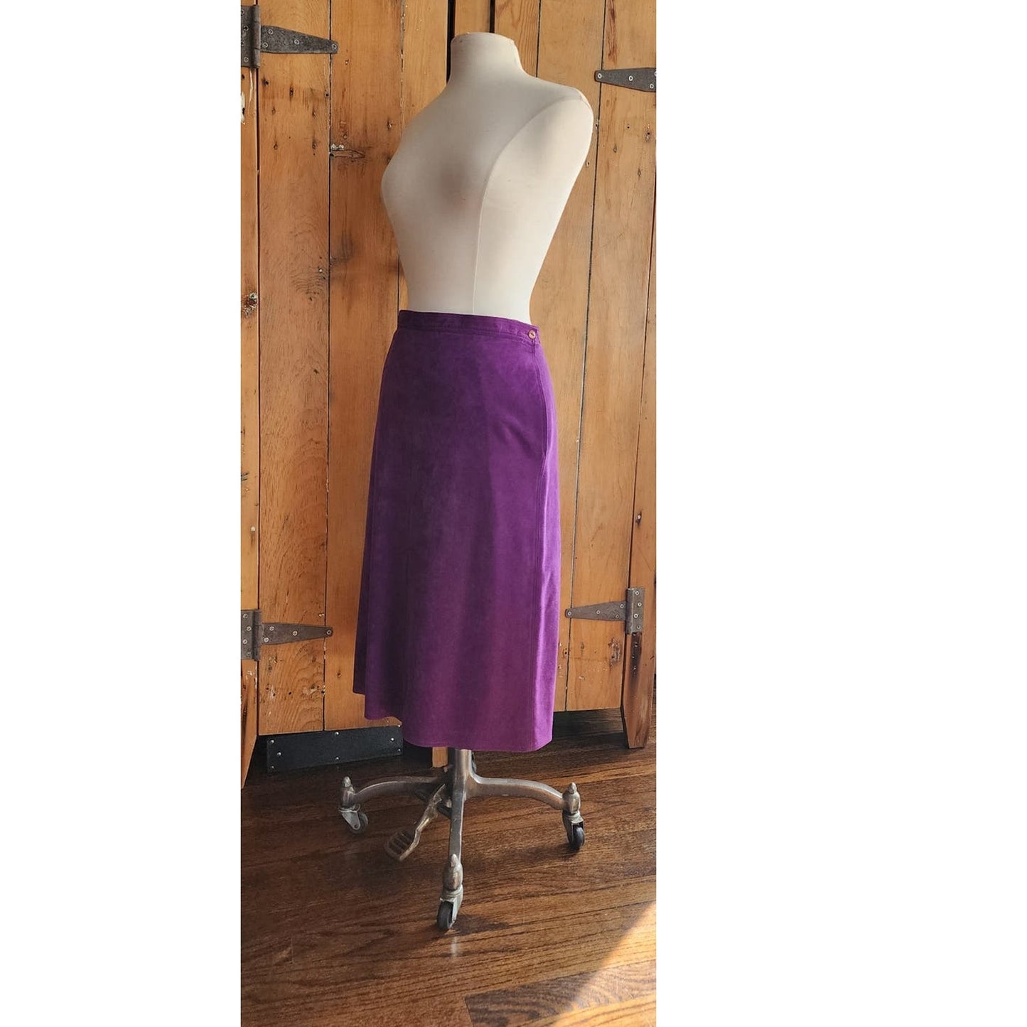 Vintage 70s Purple Skirt Ultrasuede Midi Skirt