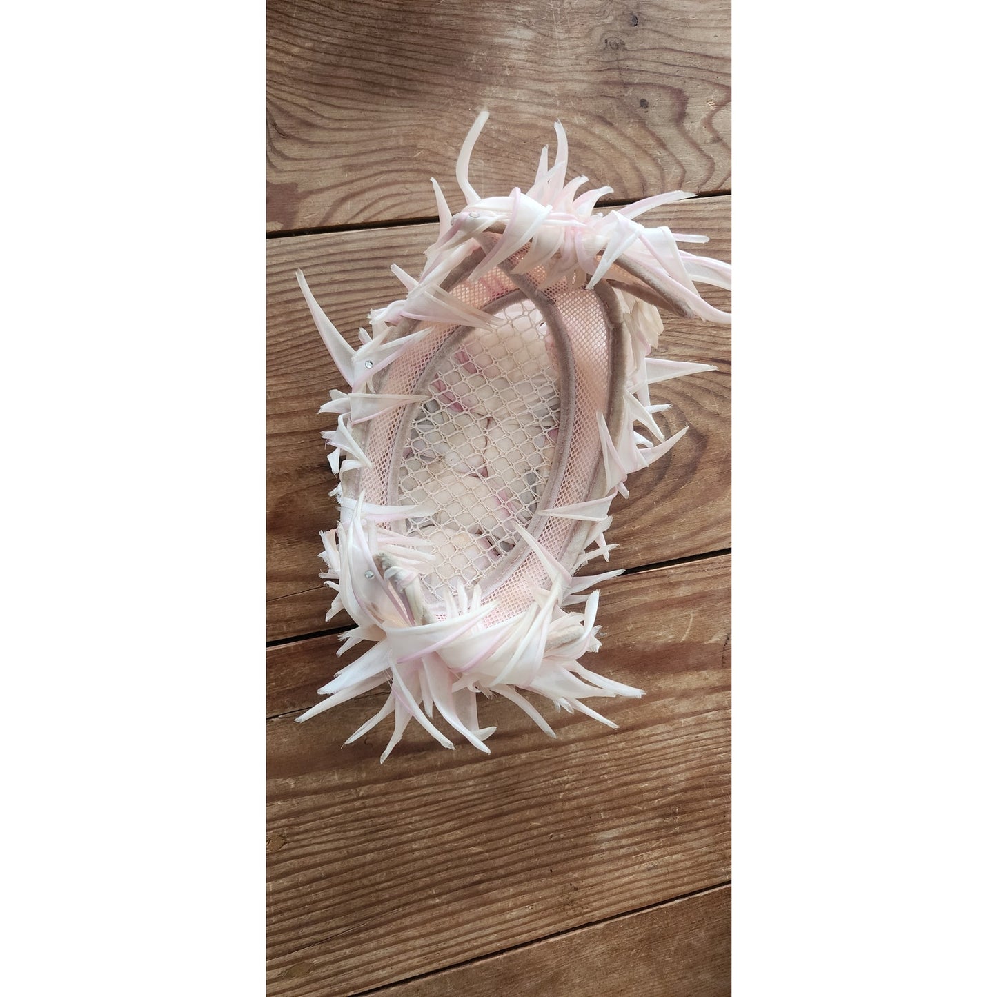 Vintage 50s Pink Cocktail Hat Fascinator Faux Feather Petals Leaves