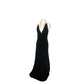 Vintage 1990s Ralph Lauren Evening Dress Black Velvet Halter Top Cream Silk Collar