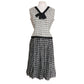 Vintage 1960s Mod Suit Pleated Midi Skirt + Top Gray Black Wool Tweed Geometric Schoolgirl