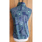 Vintage 70s  Sleeveless Top Bandana Print Blue Green / M