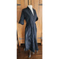 Vintage 50s Black Satin Dress Button Front Short Sleeves