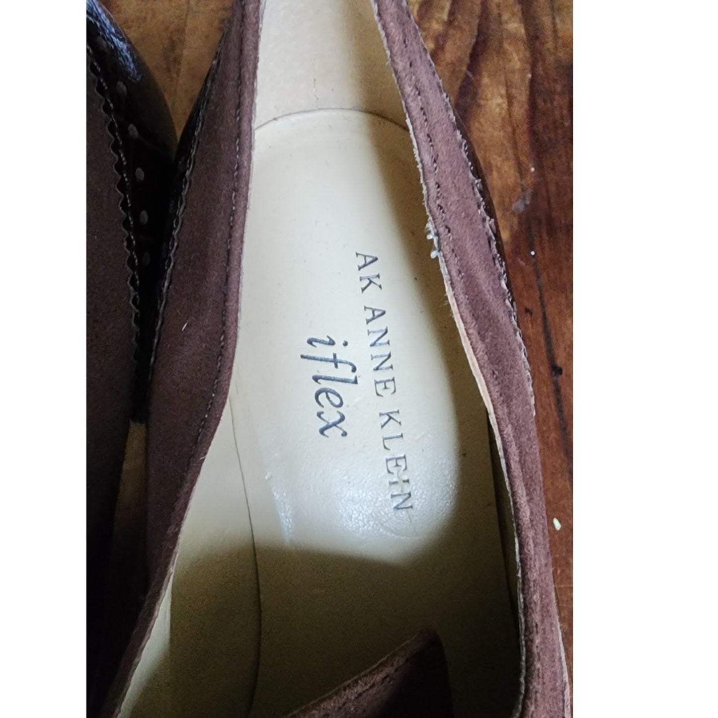 Vintage 30s Style Brown Suede Shoes Lace Up Oxford Heels Anne Klein 6.5