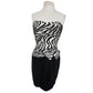 Vintage 1980s AJ Bari Strapless Dress Bolero Jacket Suit Set Zebra Print Black White Silk / M