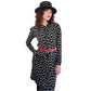 Vintage 1970s Yves Saint Laurent Skirt Suit Heart Print Silk Black White / S