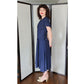 Vintage 40s Navy Blue Summer Dress White Buttons Shawl Collar